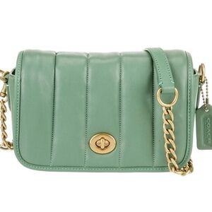 Coach Mint Green Leather Crossbody Bag with Gold Accents
